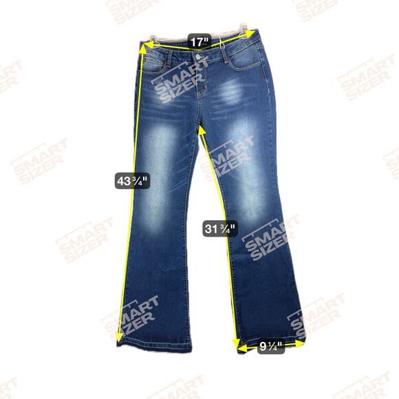 Flamingals Jeans Curvy Fit Wide Leg Mid Rise Medium Wash Womens Size XL NWT - Picture 4 of 6